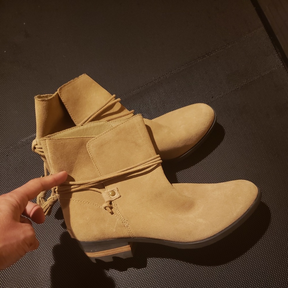Tan suede booties